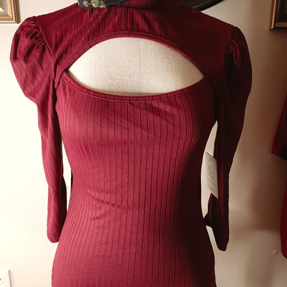 Cut Out Burgundy Dress by Vibeapparelco - Picture 1 of 4
